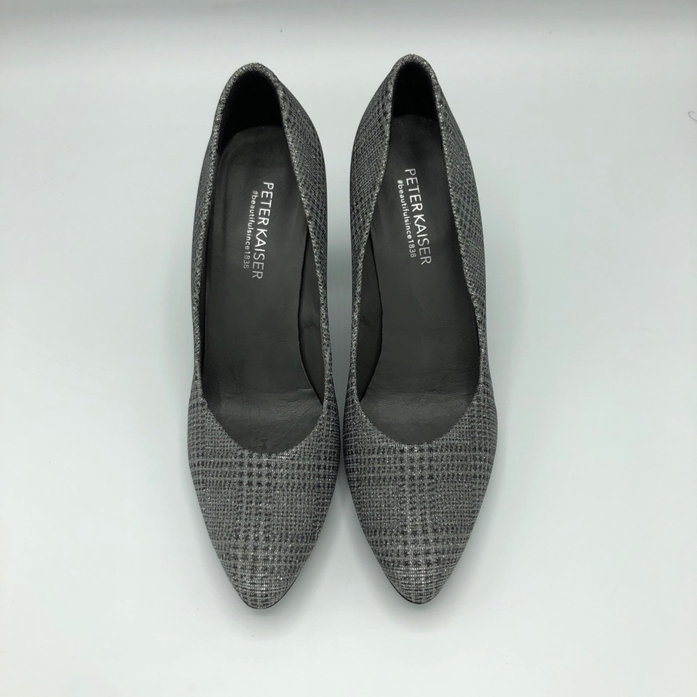Silver sparkly gingham Peter Kaiser heels